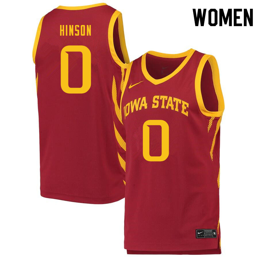 Women #0 Blake Hinson Iowa State Cyclones College Basketball Jerseys Sale-Cardinal